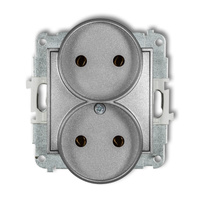 KARLIK ICON 7IGPR-2  Gniazdo podwójne do ramki bez uziemienia 2x2P (bez przesłon torów prądowych)