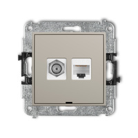 KARLIK MINI 60MGFKBO-3 Mechanizm gniazda antenowego poj. typu F (SAT) + gniazda komp. poj. 1xRJ45, kat. 6, 8-stykowy, bez pola opisowego