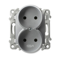 OSPEL SZAFIR GP-2ZR/m/18 Gniazdo podwójne moduł srebro