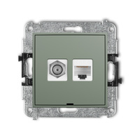 KARLIK MINI 61MGFKBO-3 Mechanizm gniazda antenowego poj. typu F (SAT) + gniazda komp. poj. 1xRJ45, kat. 6, 8-stykowy, bez pola opisowego