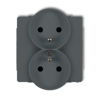 KARLIK DECO 28DGPRSO-2zp Gniazdo podwójne do ramki DECO Soft z uziemieniem 2x(2P+Z) (przesłony torów prądowych)