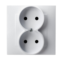 OSPEL SZAFIR GP-2Z/00 Gniazdo podwójne kompletne z ramką biały