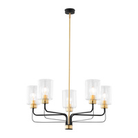 ETOLIA 5P, lampa wisząca, 5xE27, max. 5x60W, metal, mosiądz/czarny, klosz szklany